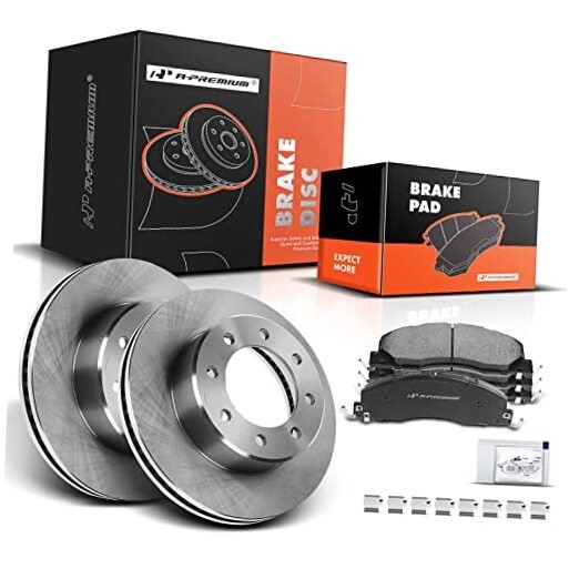 14.17 in (360 mm) Disc Brake Rotors + Ceramic Pads Kit Compatible Front Vented