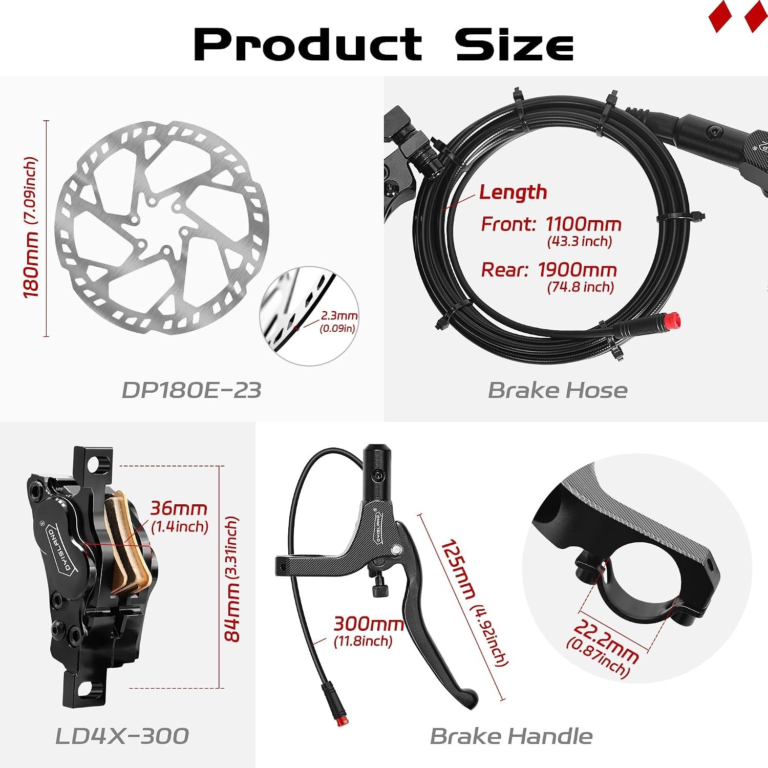 E-Bike Brake Kit | Hydraulic Disc Brakes | 2/3-Pin Pre-Bled