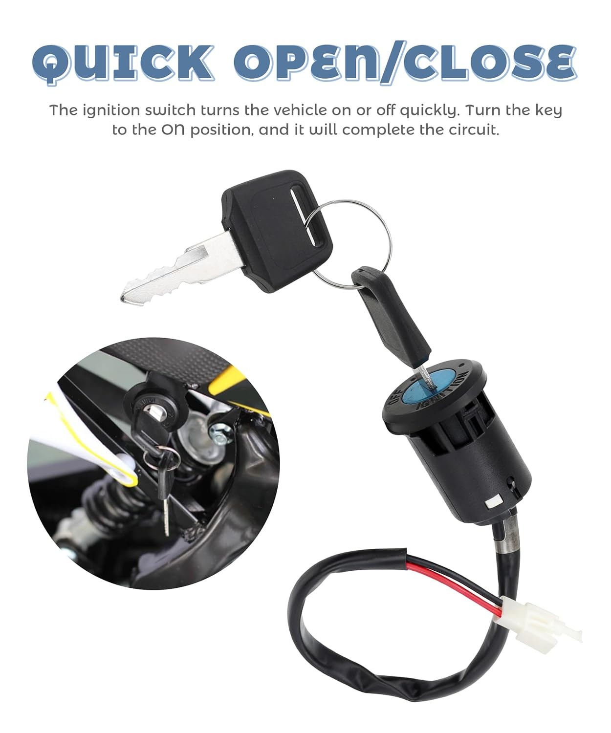 Ebike Key Switch Ignition Replacement Automotive Key Switch for Car EBike