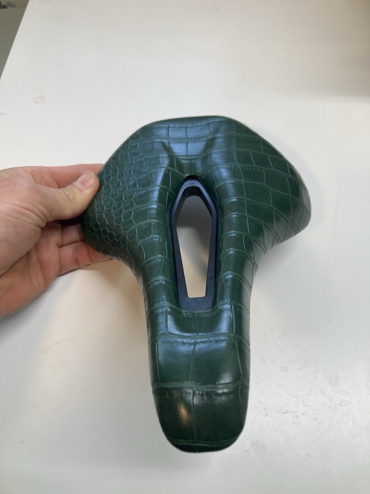 Green leather saddle 160mm x 250mm road gravel mountain bike seat short power