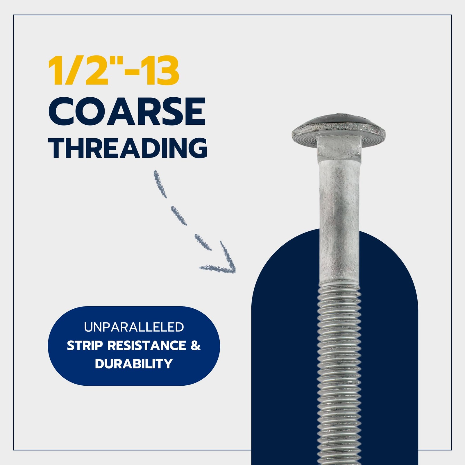 1/2″ x 12″ (25 Pack) Galvanized Carriage Bolt Kit Grade 307A 1/2 x 12, Silver