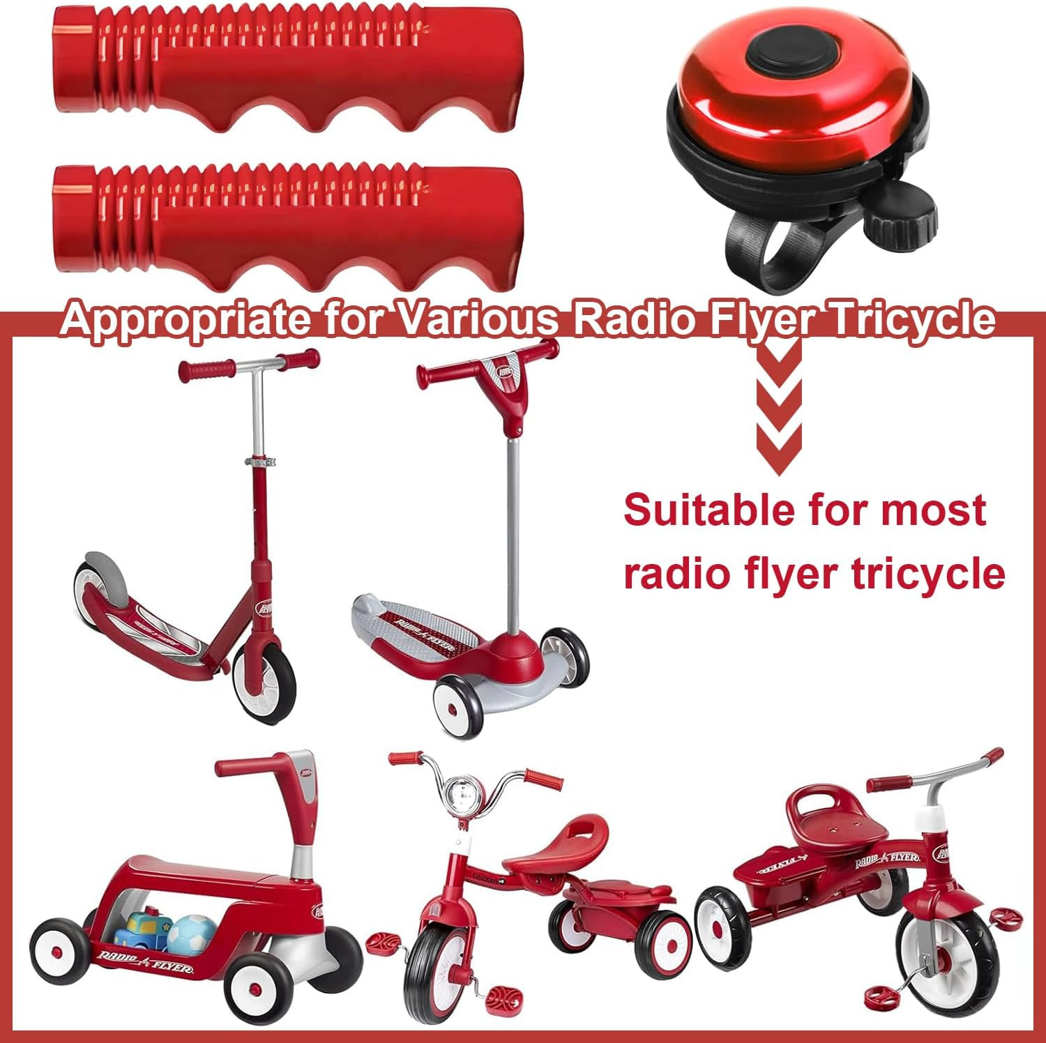 Grips Compatible with Radio Flyer Tricycle, 3/4 Inch Bicycle Grip, Kids