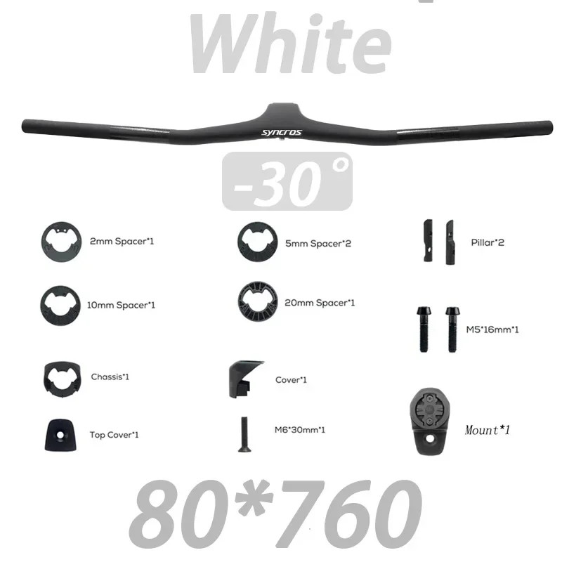 -30° MTB Bicycle Carbon Integrated Handlebar 70-100mm Full Internal Routing