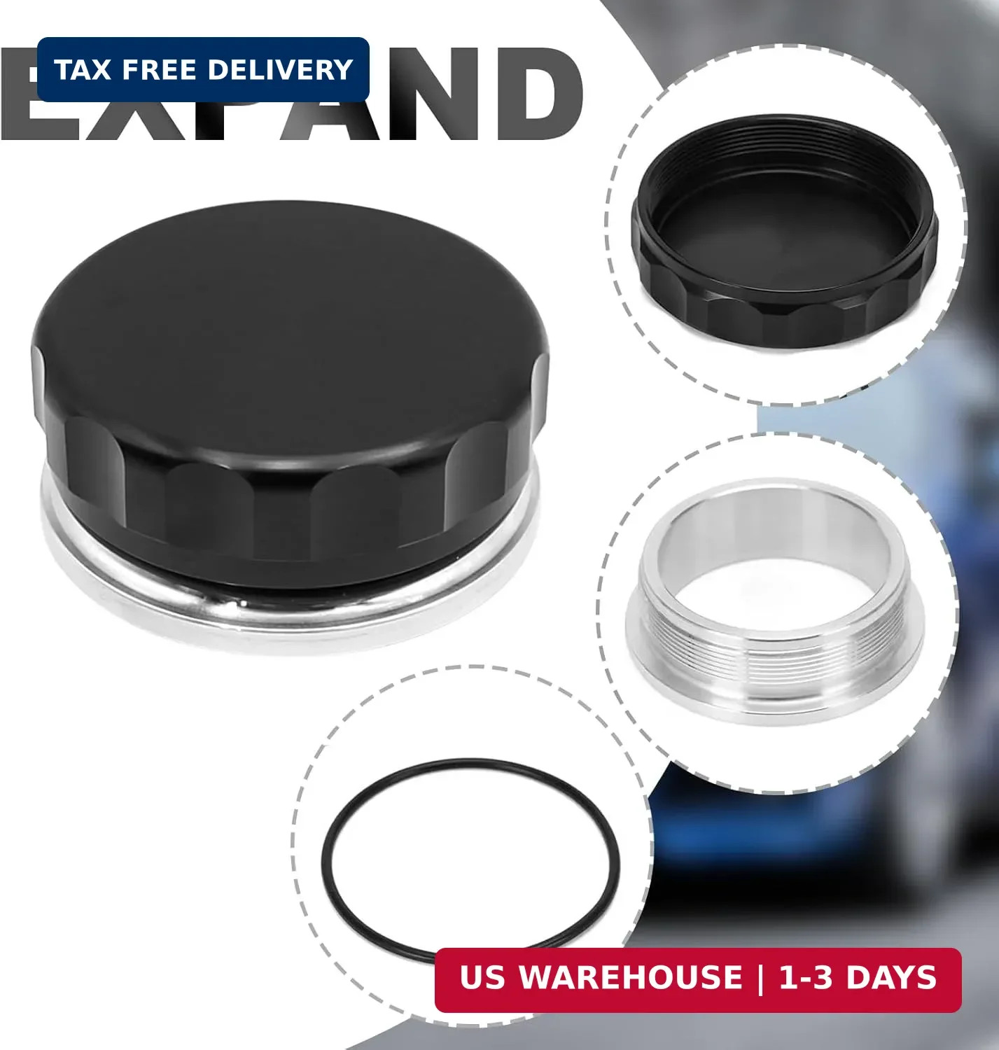 OD 4″ Aluminum Alloy Weld Billet On Filler Neck Black Cap Oil Fuel Water Tank Bl