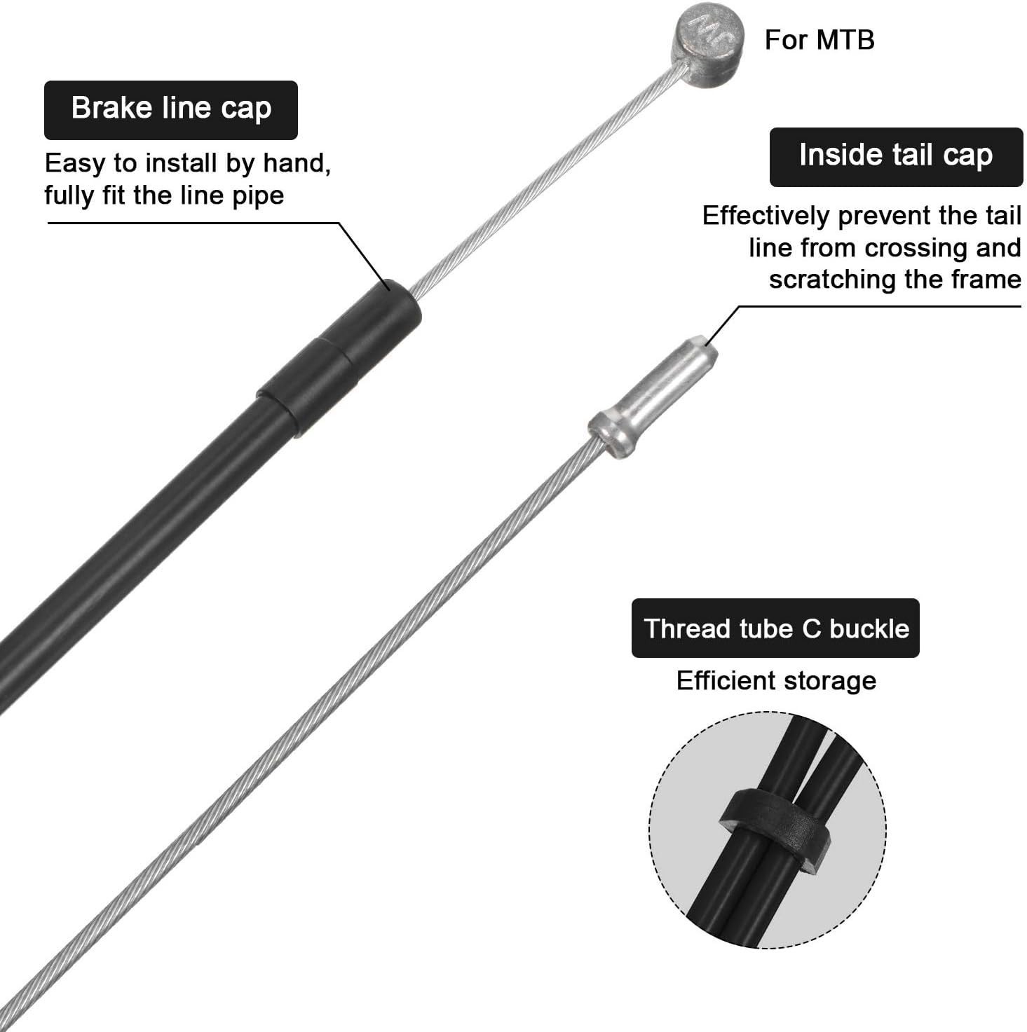 Universal Bicycle Brake Cable Kit for Mountain and Road Bikes (Red, 9.8ft)