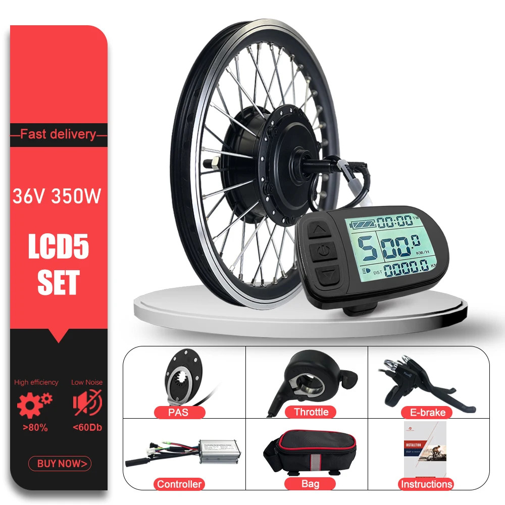 Mountain Electric Bicycle 36V 48V 350W Rear Rotate Brushless Hub Motor Wheel