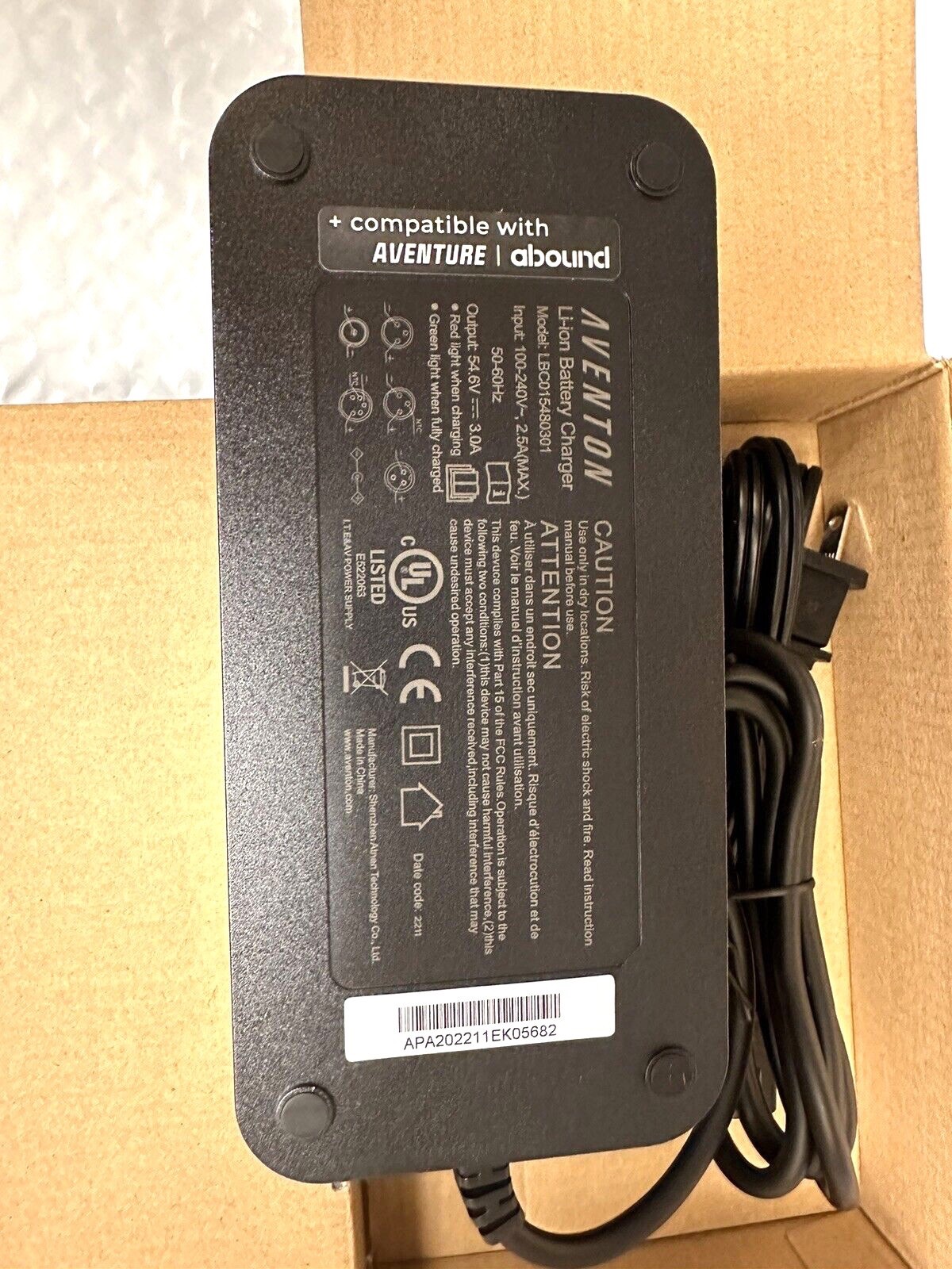 Aventon Aventure/Aventure.2/Abound Original eBike Charger (OEM) 54.6V BRAND NEW!