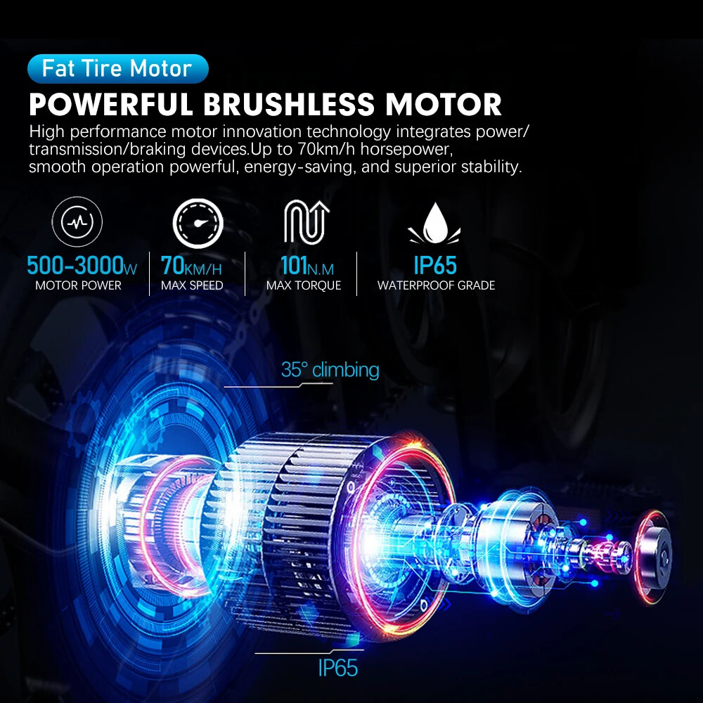 48V 500W 1000W 1500W 3000W 20 24 26in Snow E-bike Fat Tire Front Rear Hub Motor