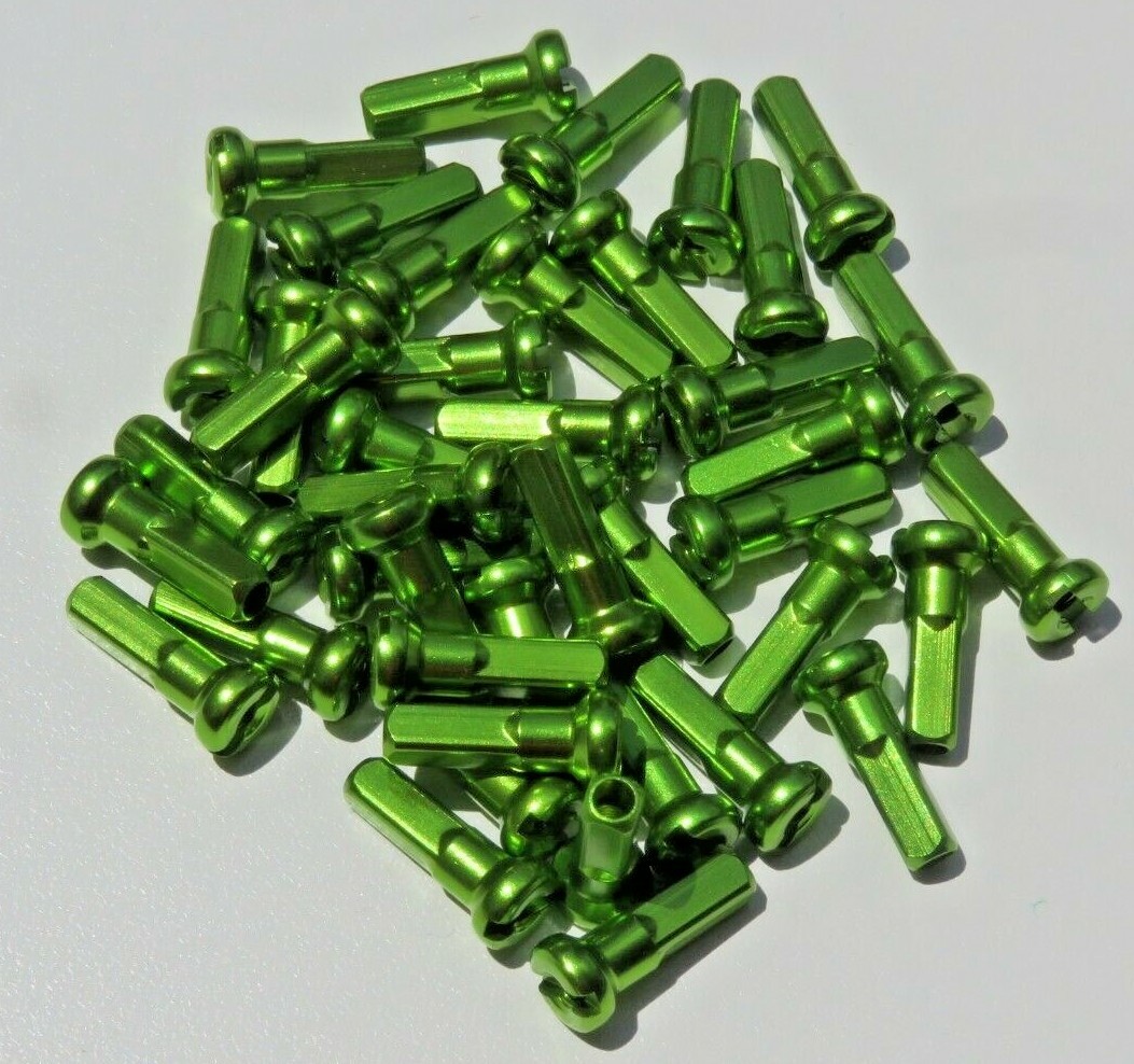 14mm SOUR APPLE GREEN Alloy Aluminum spoke nipple 14g (2.0mm) Custom amounts