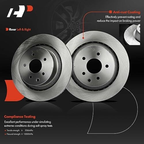 13 inch (330mm) Disc Brake Rotors Compatible with Select Infiniti Rear Vented