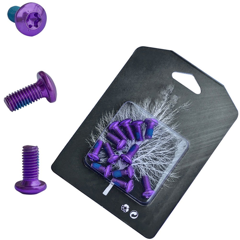 High Carbon Steel Purple T25 Screw Bolts for MTB Bike Box of 12 M5x10mm