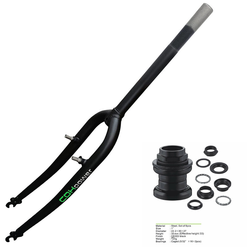 JZsport 700C/29” Threaded Cycling Fork OD 1″ 25.4mm W/Headset Fixed Bike Fork