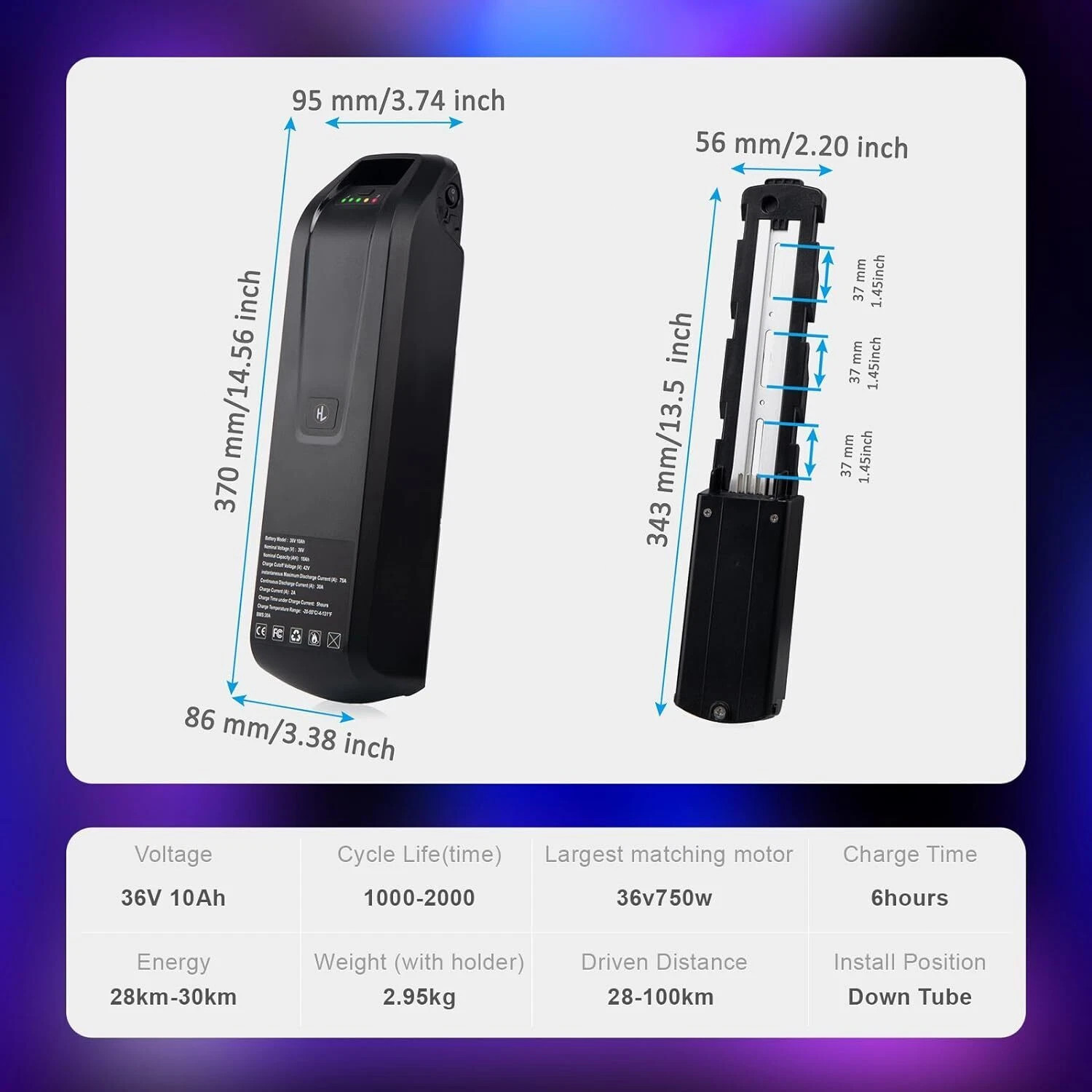 52V/48V/36V 10AH/15AH/20AH eBike Hailong lithium battery for bike 0-2000W Motors