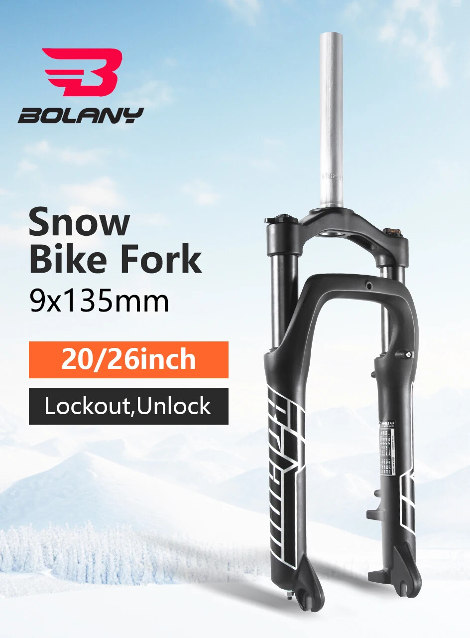 Snow Bike Air Fork 20/26in Fat Tire MTB E-bike Supension Front Fork 100mm Travel