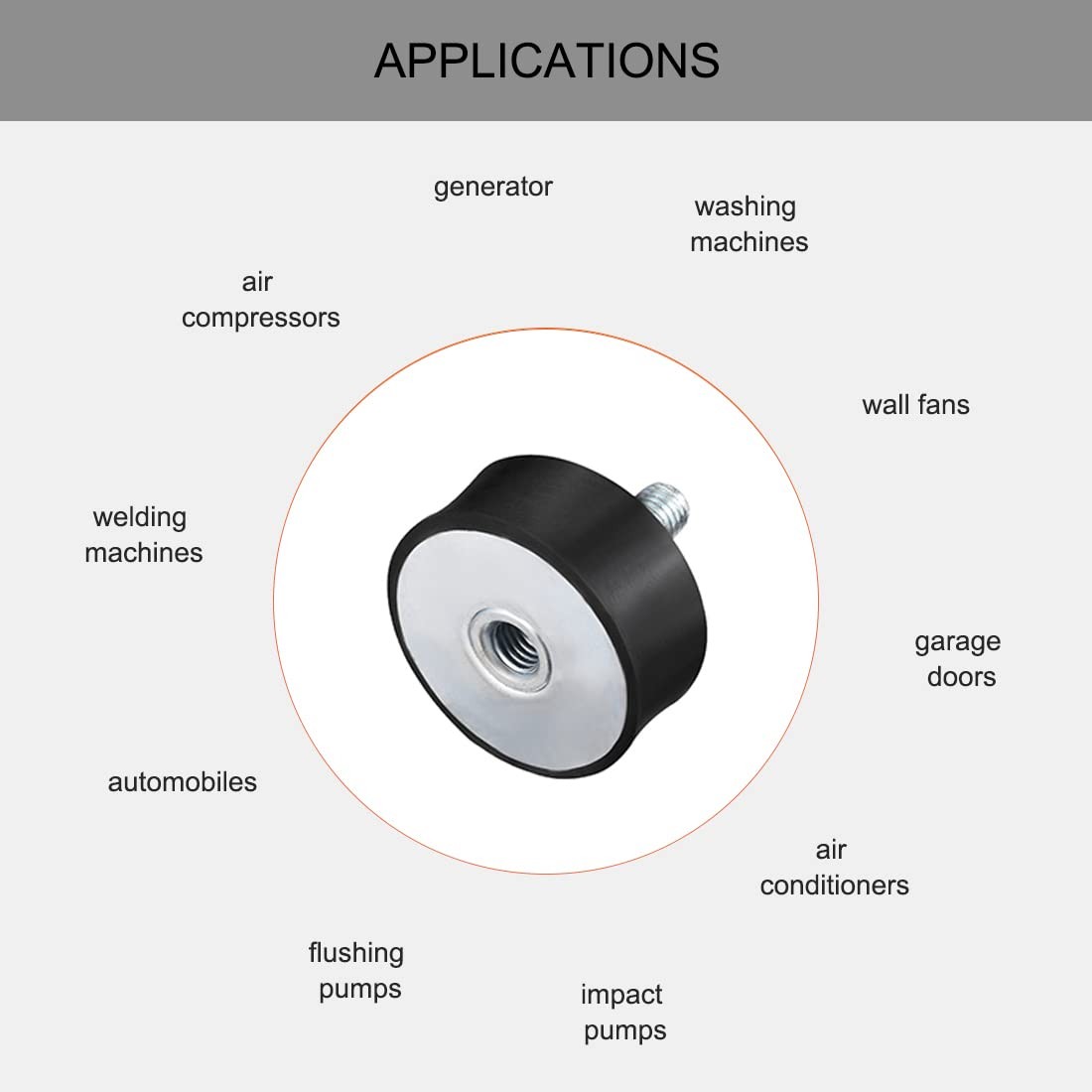 uxcell M10 Thread Male Female Rubber Mounts Vibration M10*27 D50*H20