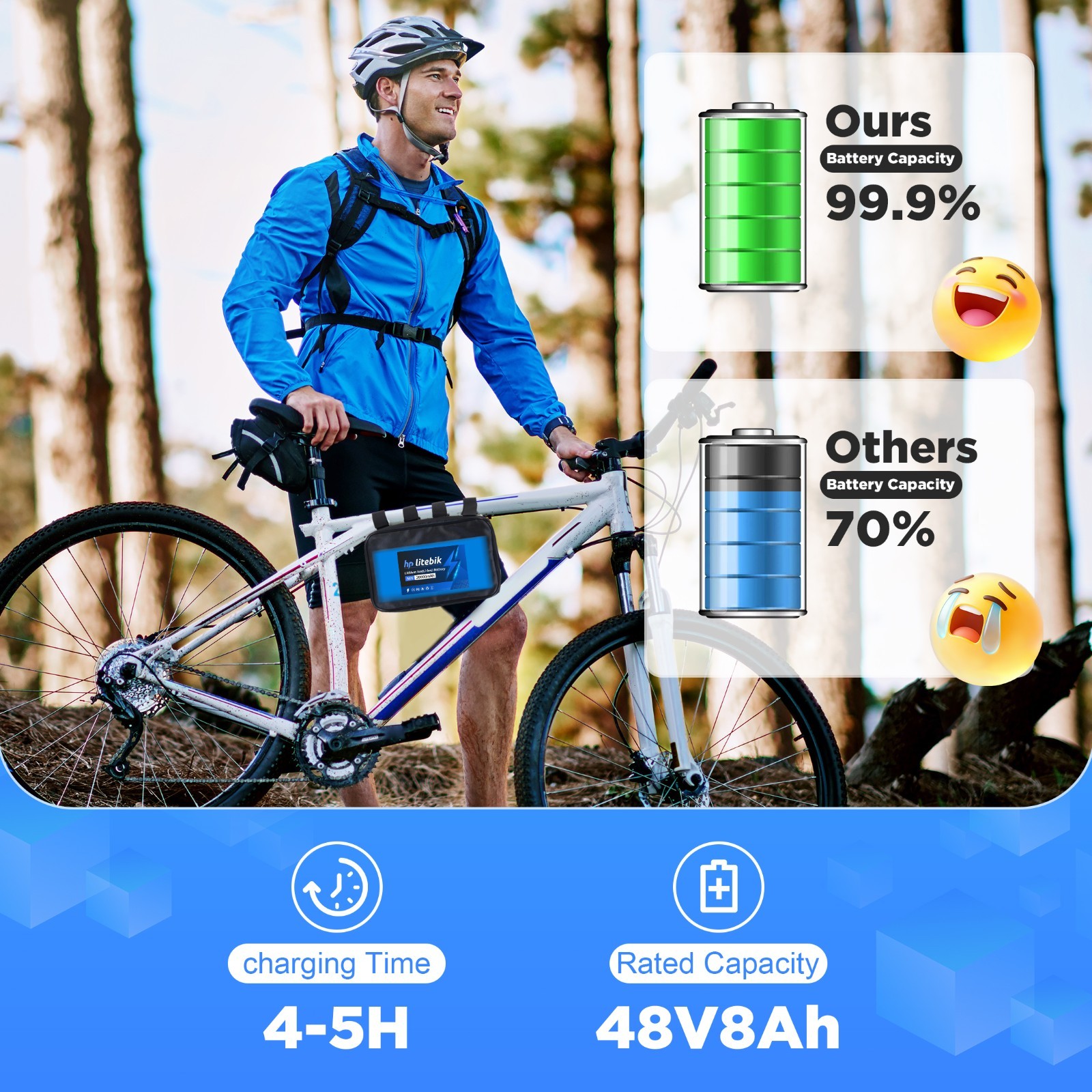 48V Ebike Battery 48V 8AH Electric Bicycle Battery for Ebike 100W-750W Motors