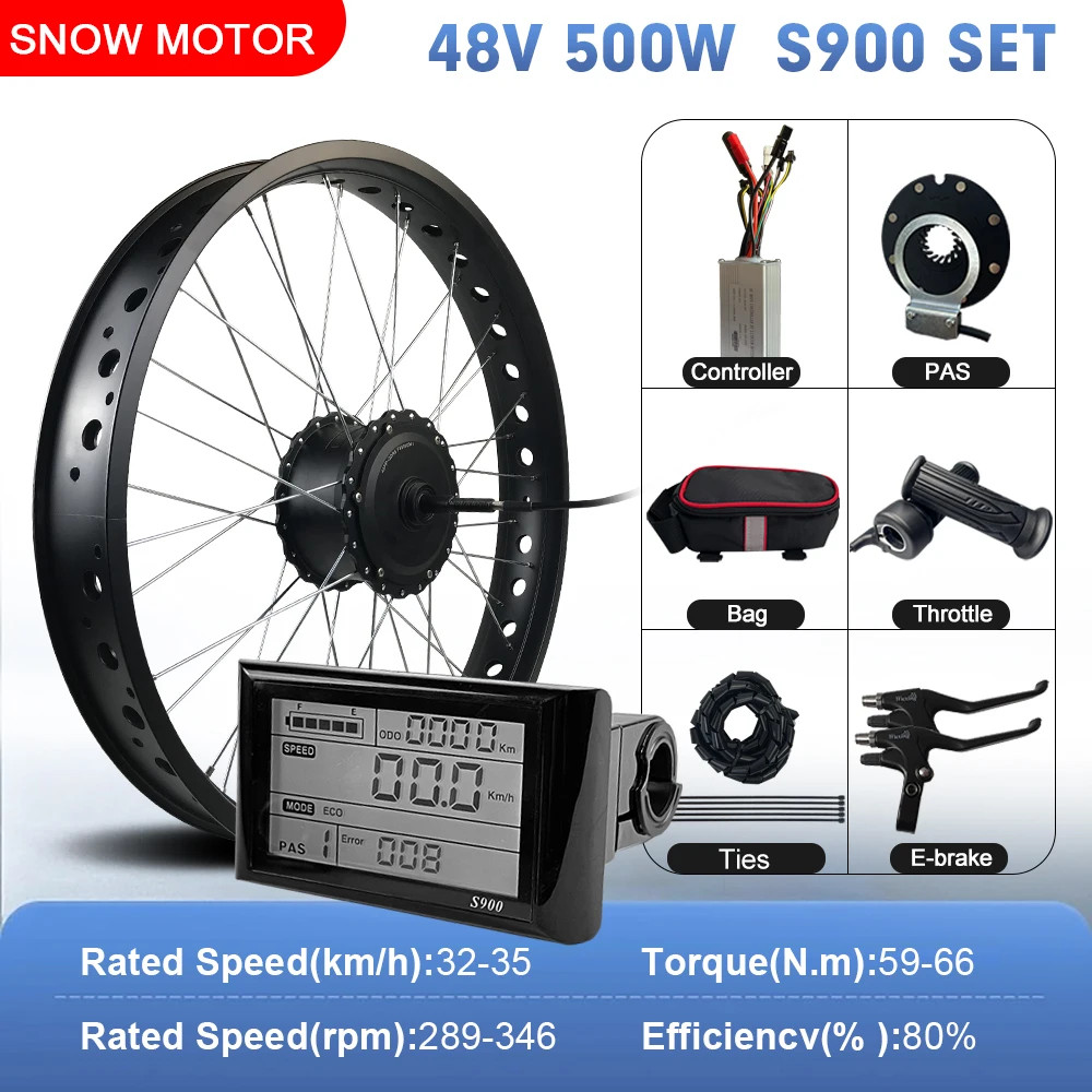 36V48V 500W EBike Fat Tire Conversion Kit 4.0 Rear Rotate Hub Motor Wheel 20 26″