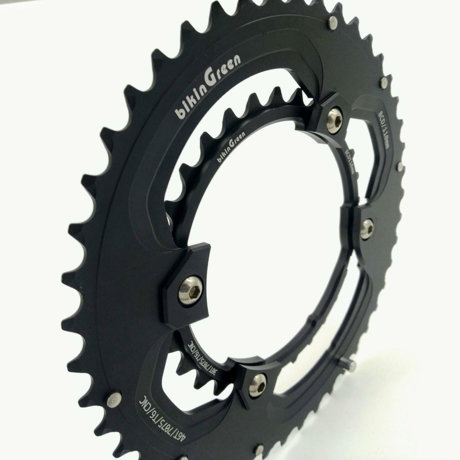 bikinGreen CNC Chainring 46/30T FoR Shimano 4 Arm 10-12 Spd Road Cyclocross Tour