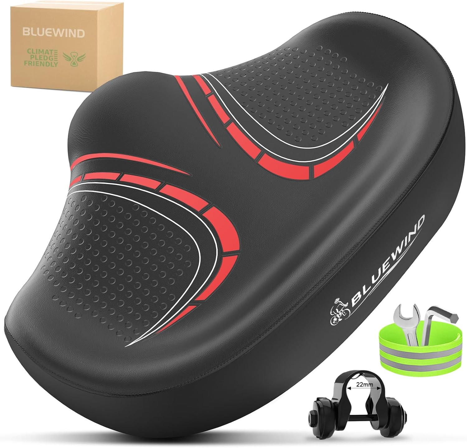 New Noseless Oversized Bike Seat, Wide Bicycle Saddle Novel Backrest Design for