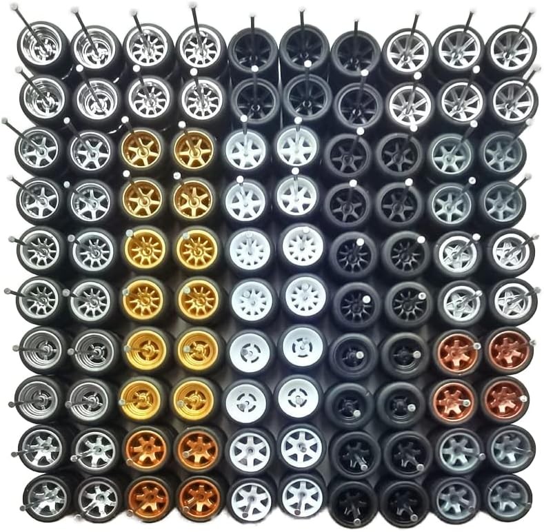 Mixed/Random Real Riders Wheels Rims Tires Set for 10 Cars 1/64 Scale
