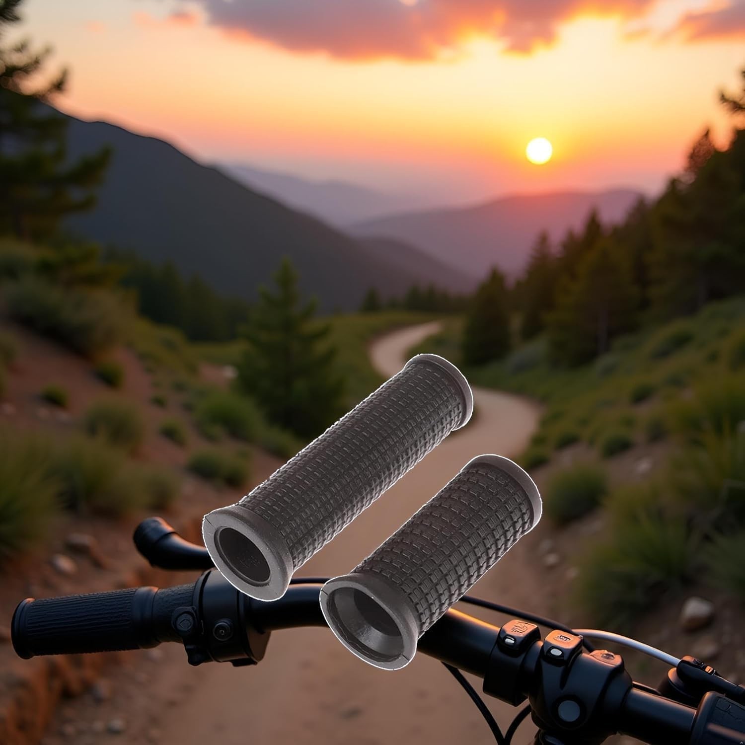 2Pcs Black Bike Long Short Handlebar Grips For Twist Shifter Handle Bar