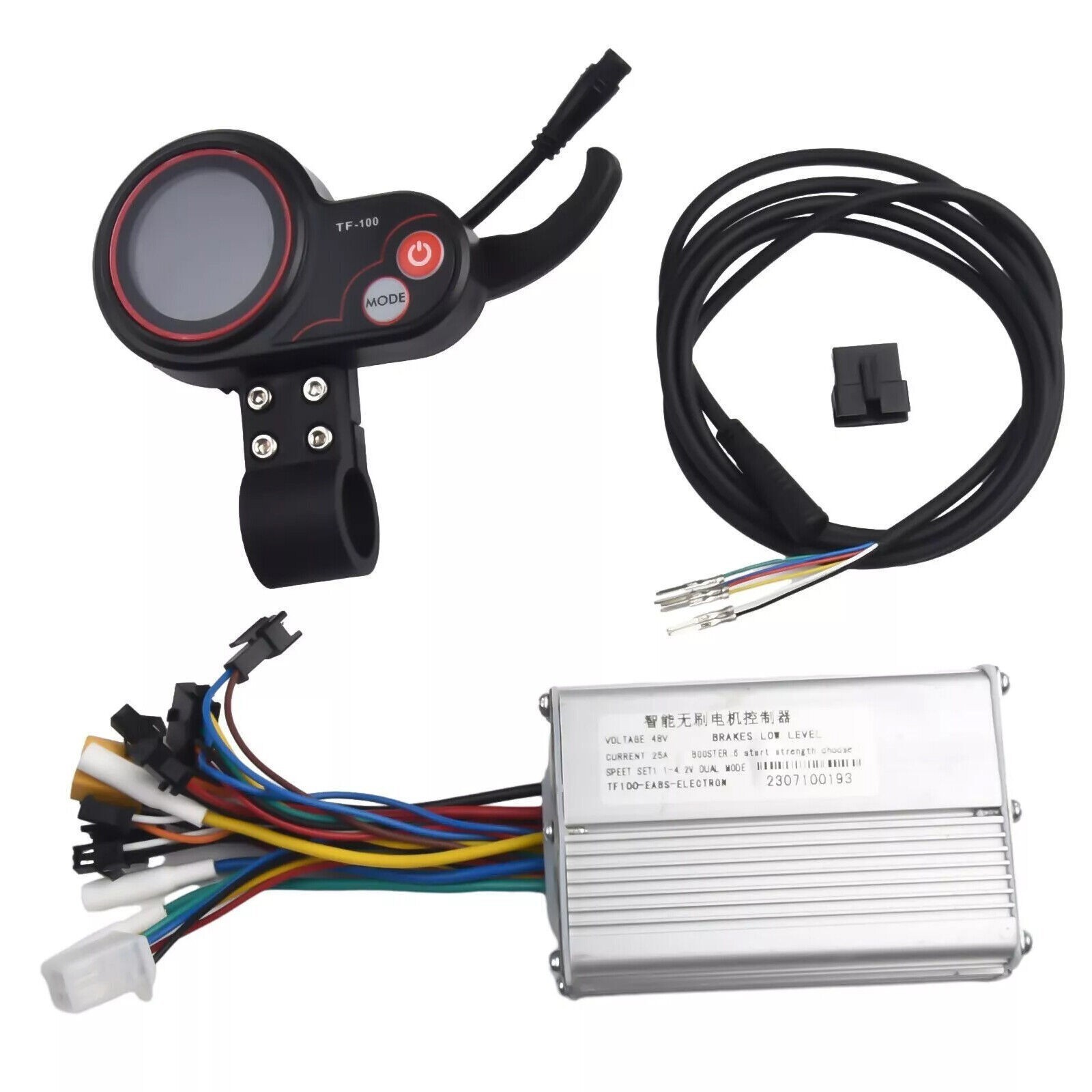 48V-25A 1200W Brushless Motor Controller & LCD Display + 6 Pin Cable For Scooter