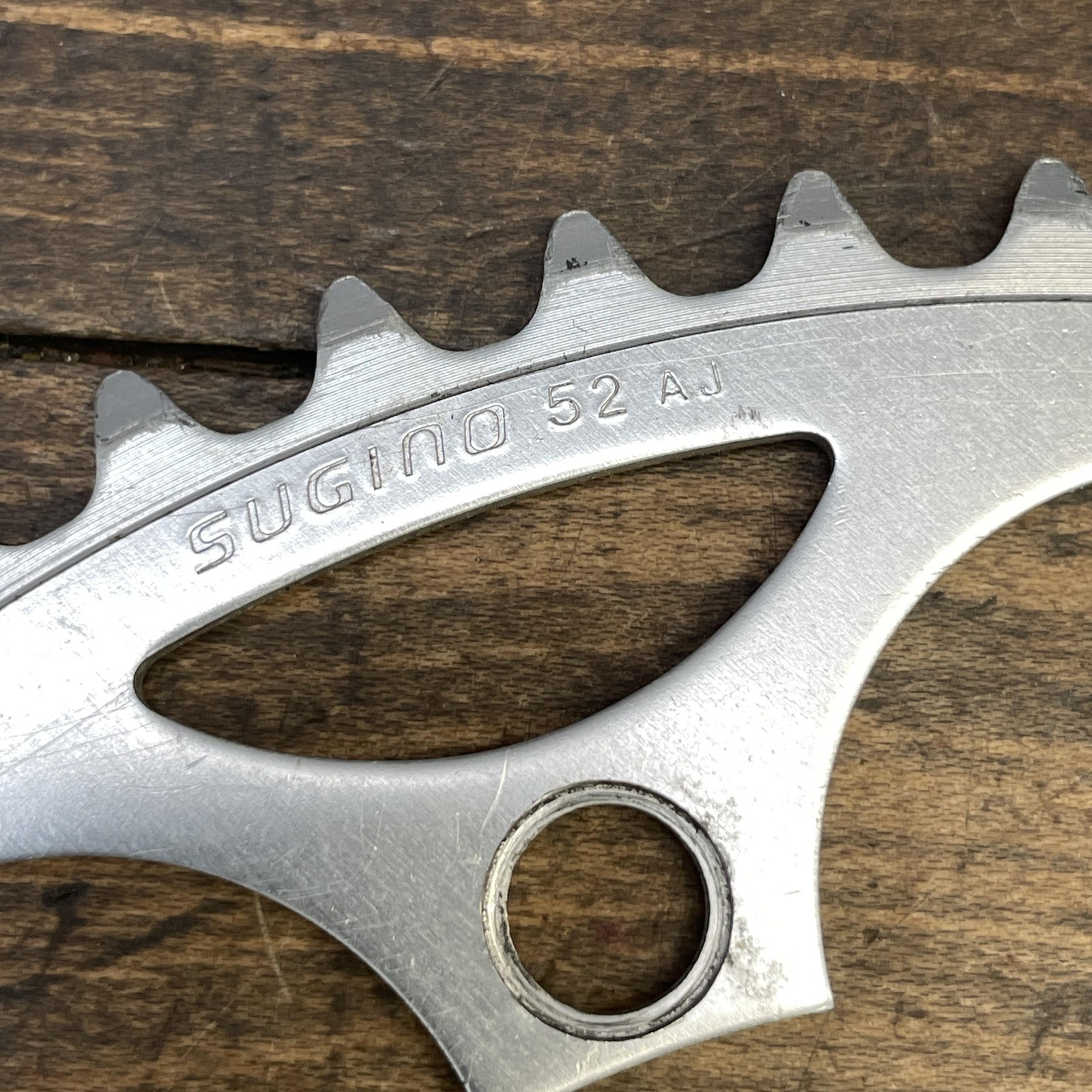 Vintage Sugino 52/42T Chainring Set 144 BCD 5-Arm Silver Road Race Alloy AJ