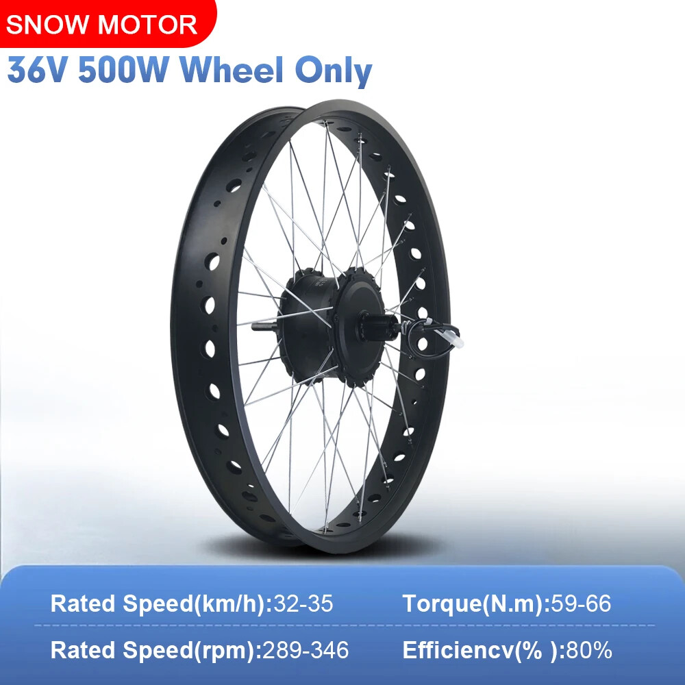 20 24 26inch 4.0 Tyre Snow E-Bike Kit 36 48V 500W Rear Cassette Hub Motor Wheel