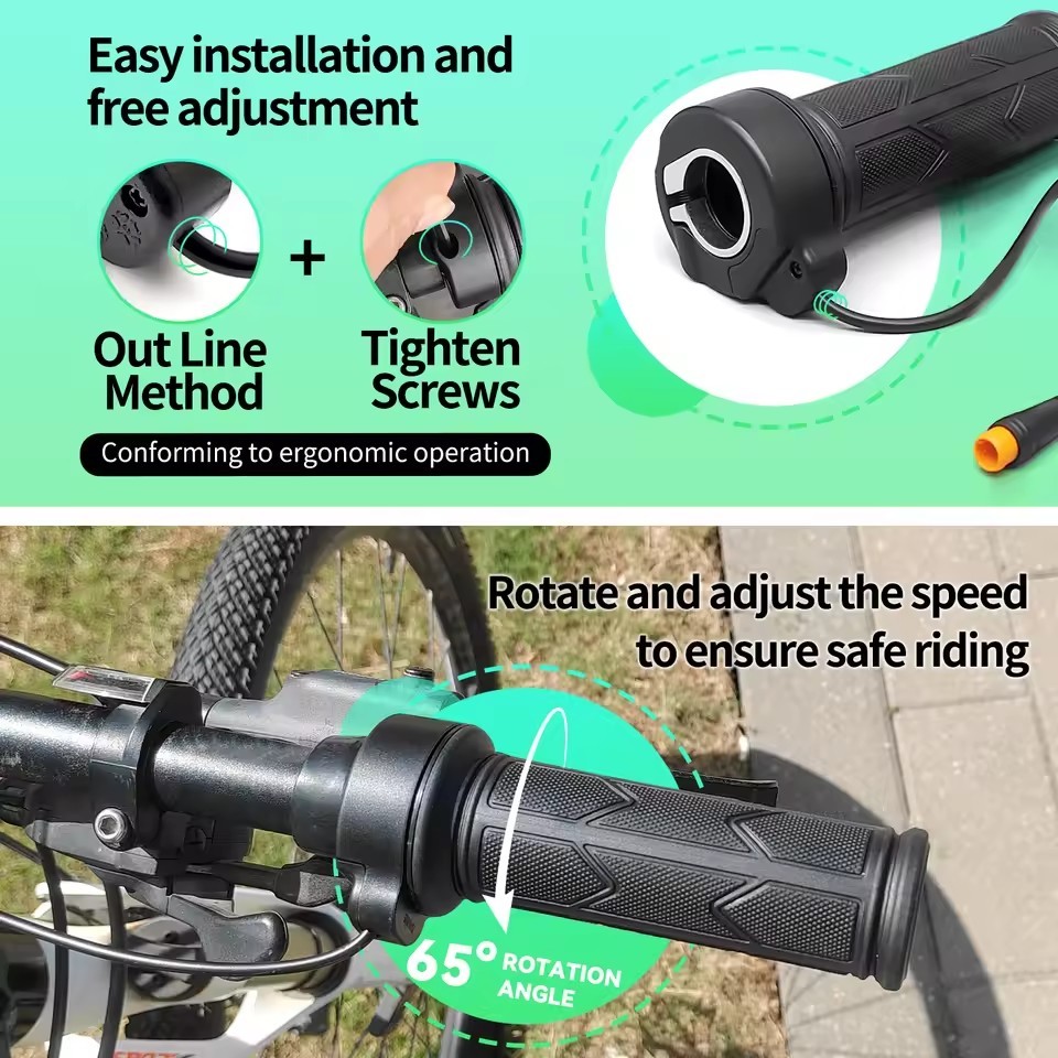 12V/24V/36V/48V/60V/72V E-bike 1921X Full Twist Throttle Handle Grips SM/WP