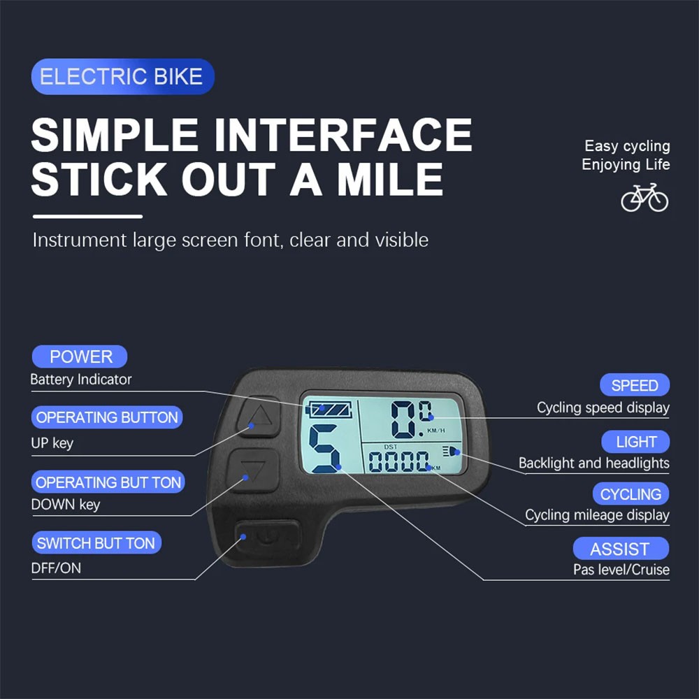 E-Bike 5pin 24V/36V/48V KT-LCD11 Display Power Speed Meter Control Panel WP AAU