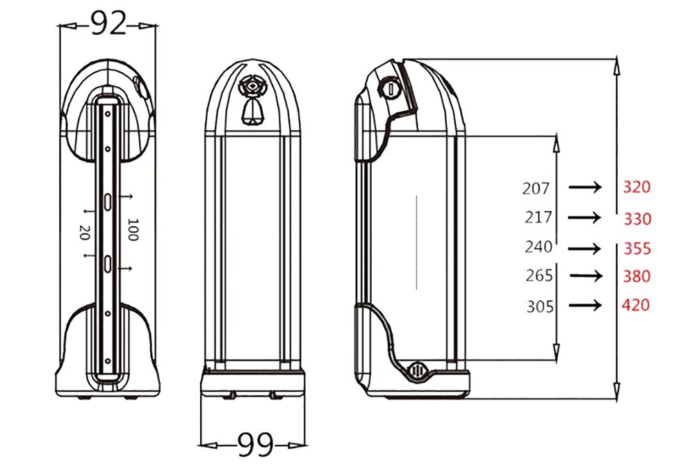 36-52V 10-18ah Electric Bicycle Water Bottle Battery For 200W-750W Motor