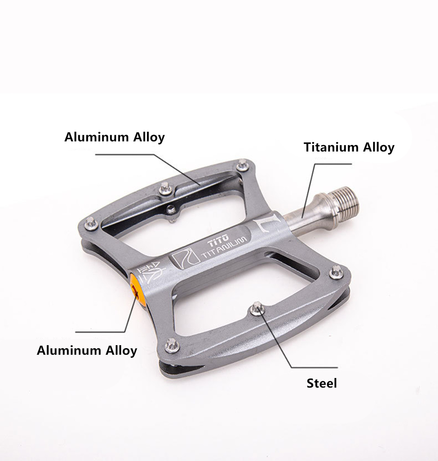 Ultralight 9/16″ Titanium Bicycle Pedals Mtb Bearing Road Bike Flat Pedals
