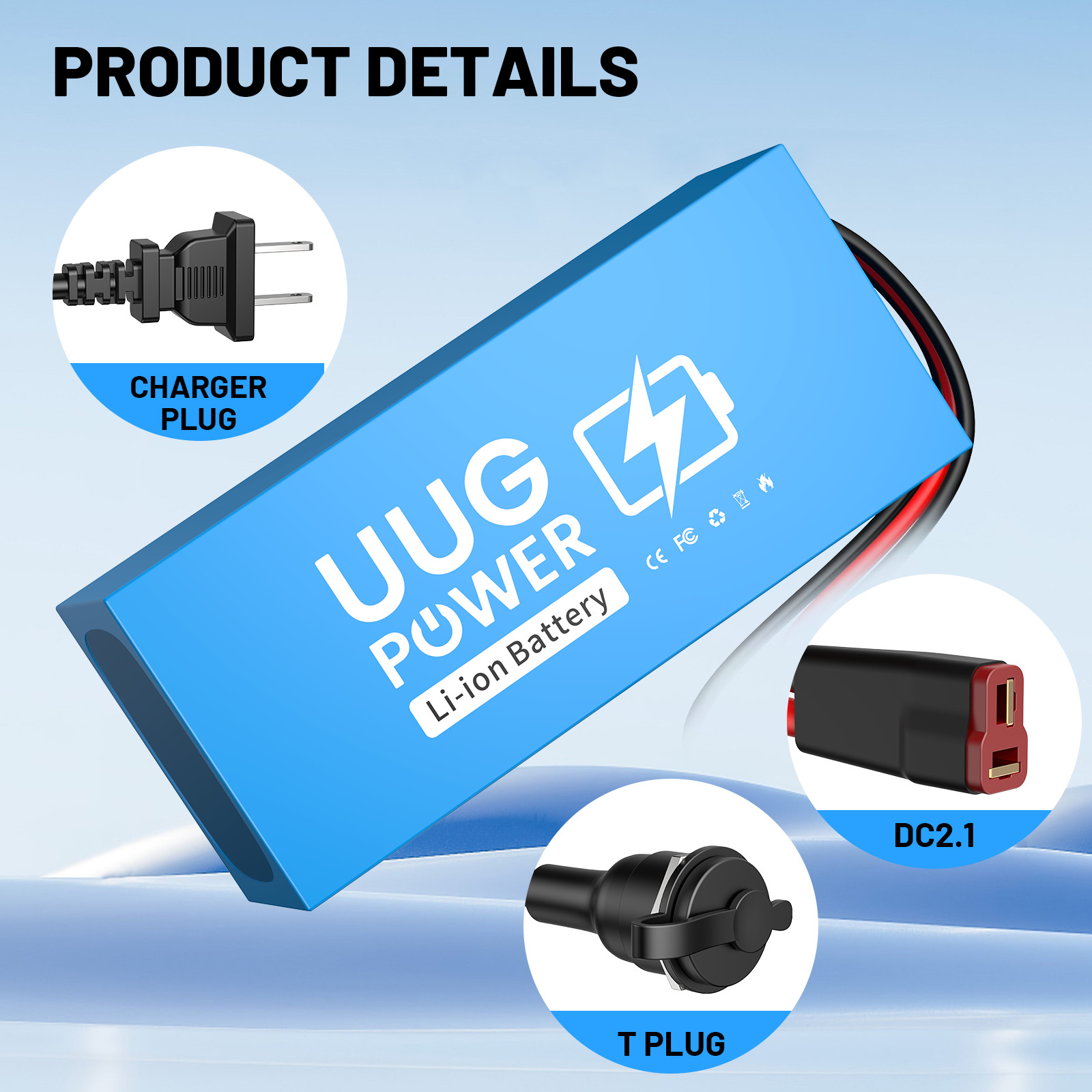 UUG 36V 10Ah Ebike Battery Lithium F o 0W-750W Motor BMS 30A 10s4p