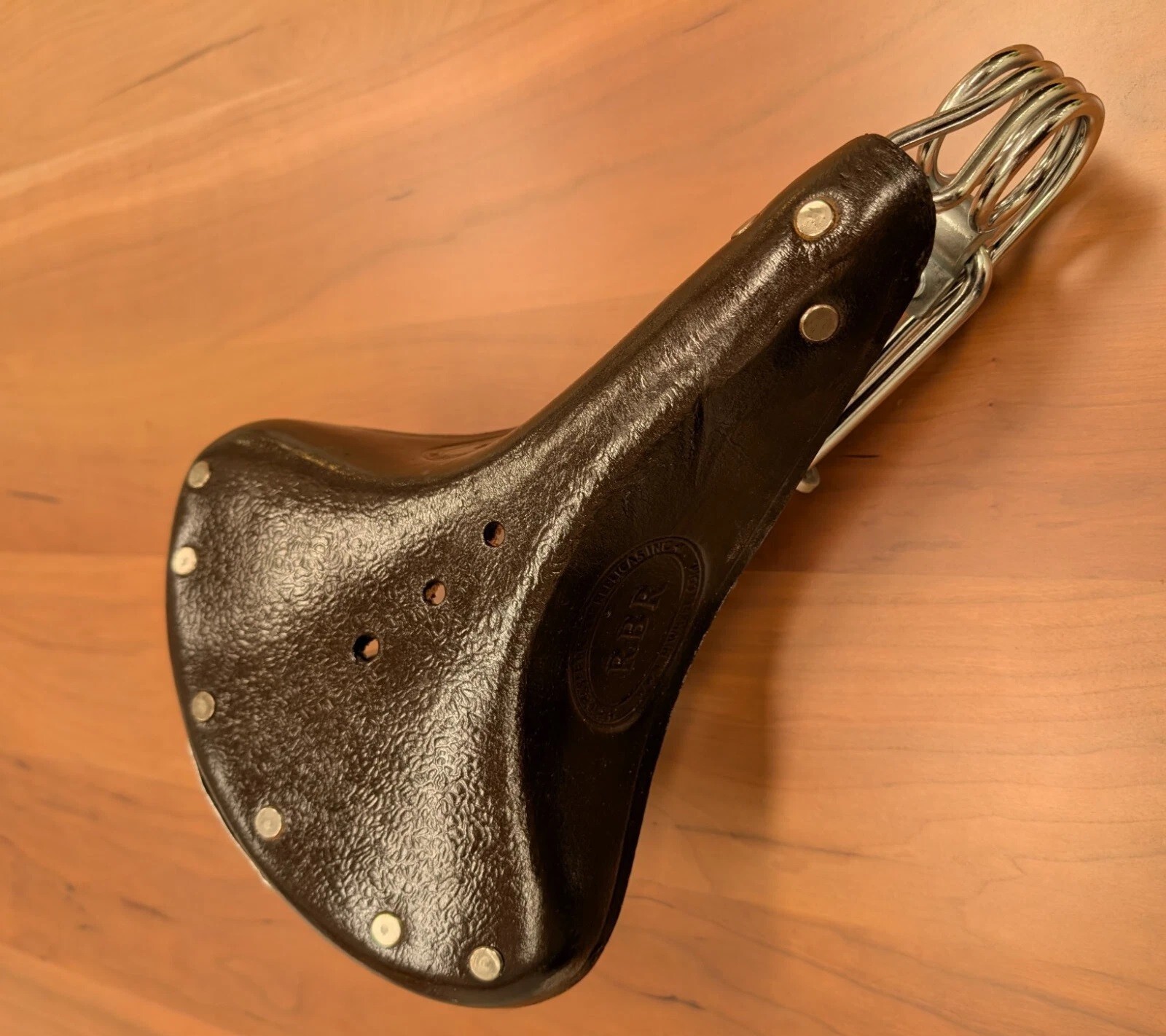 VINTAGE STYLE BROWN LEATHER HAIRPIN BIKE SADDLE CHROME STEEL – SHIPS FREE USA