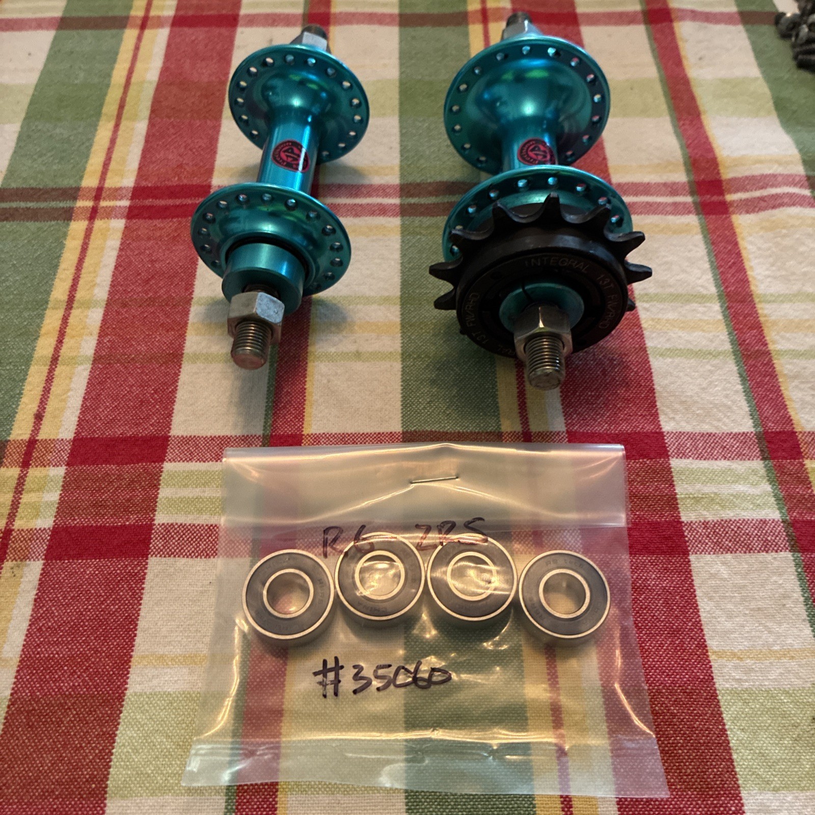 Vintage JP BMX Hub Set Blue 36H Sealed Bearing Front Rear Blue 90s Rear Rough