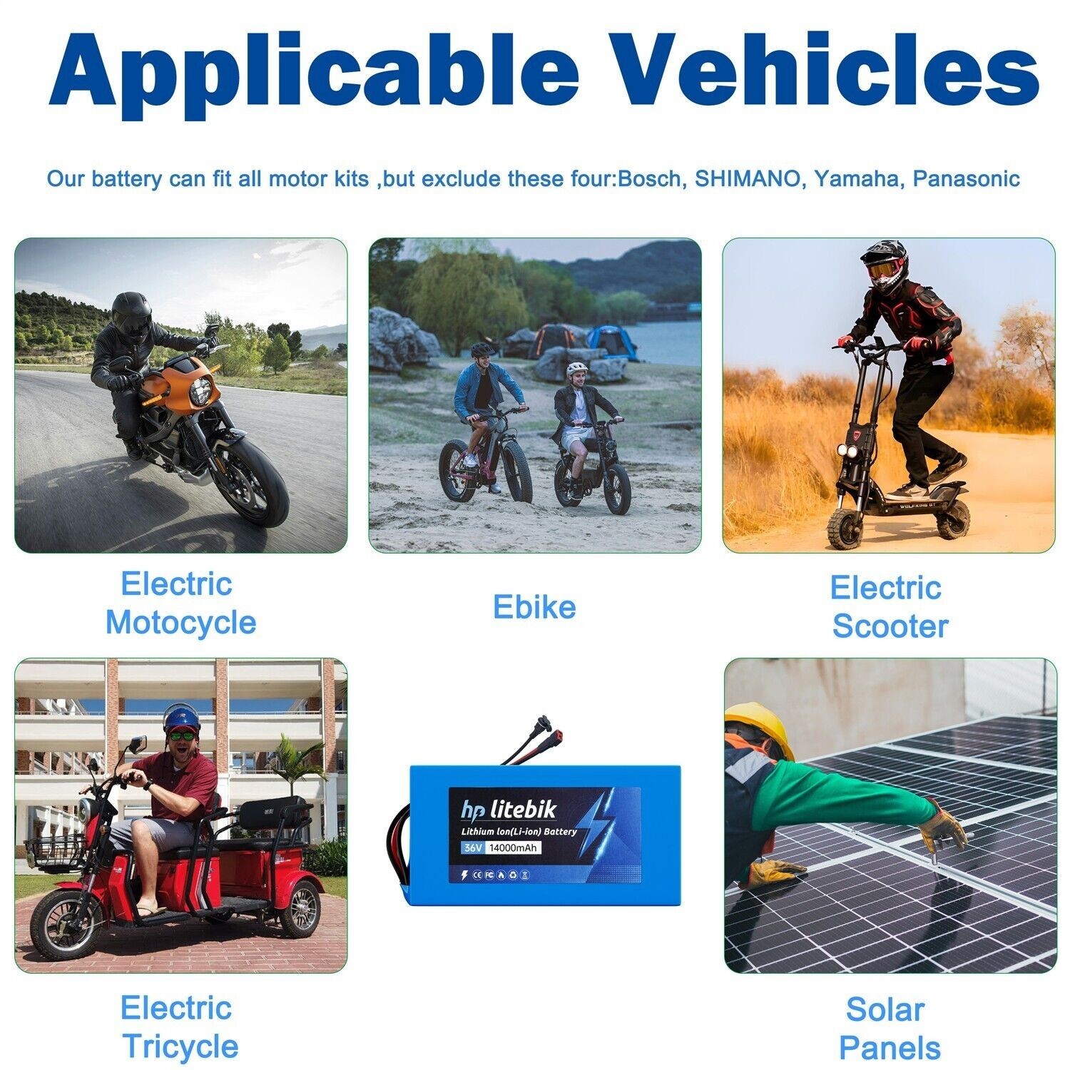 36V 14Ah Lithium ion E-bike Battery w/ 30A BMS 0-1000W Electric Scooter Bike NEW