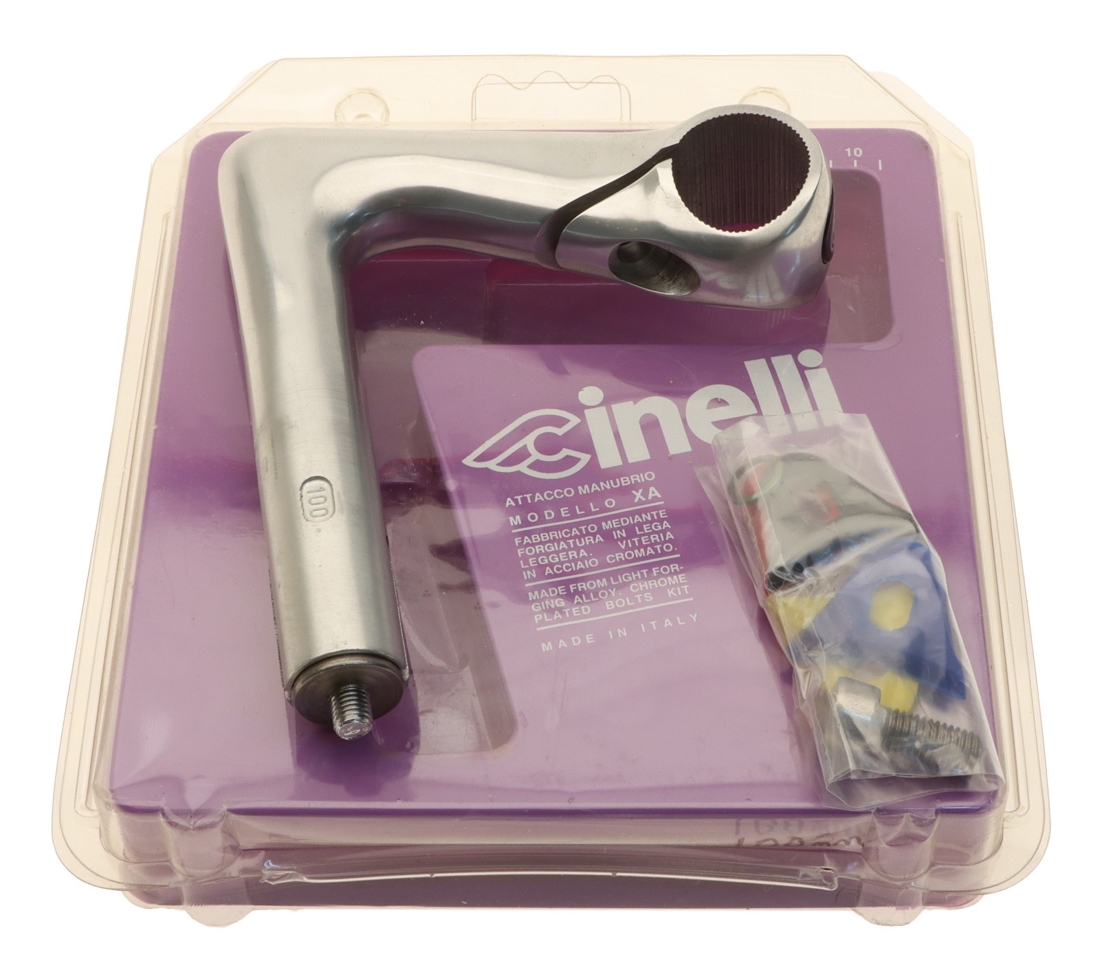 Cinelli 1″ X/A 22.2mm Quill Stem 100mm 26.4mm Clamp Silver -17° XA NEW NIB NOS