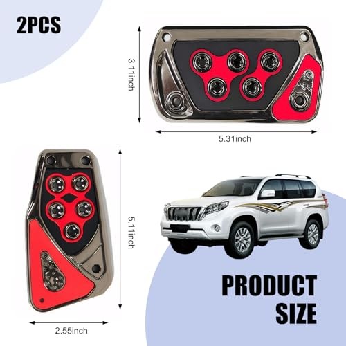 Car Pedal Covers, Automotive Brake and Accelerator Pedal Pad, Anti 2 PCS Red