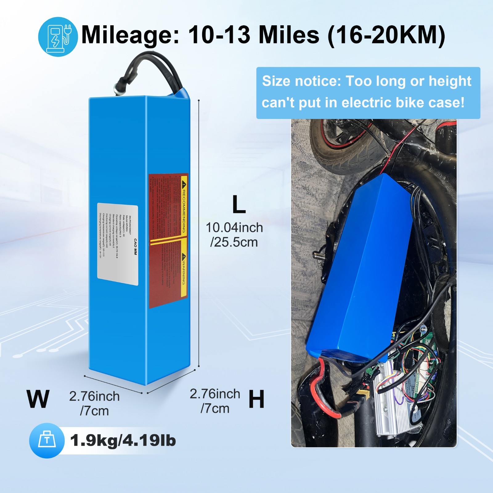 36V/48V 10Ah/14Ah/20Ah Ebike Lithium battery for Electric Bike 100W-1200W Motors