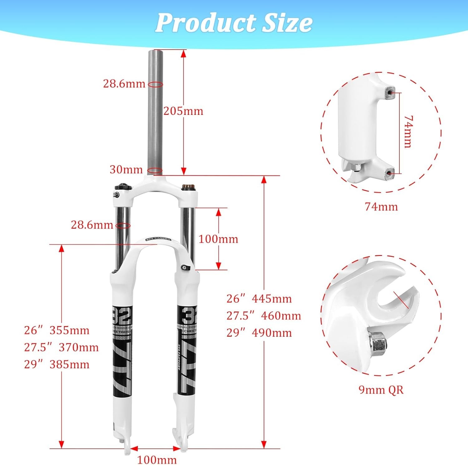 ZTZ 26″/27.5″/29″ MTB Suspension Fork,Shock Absorber XC Mountain Bike Front Fork