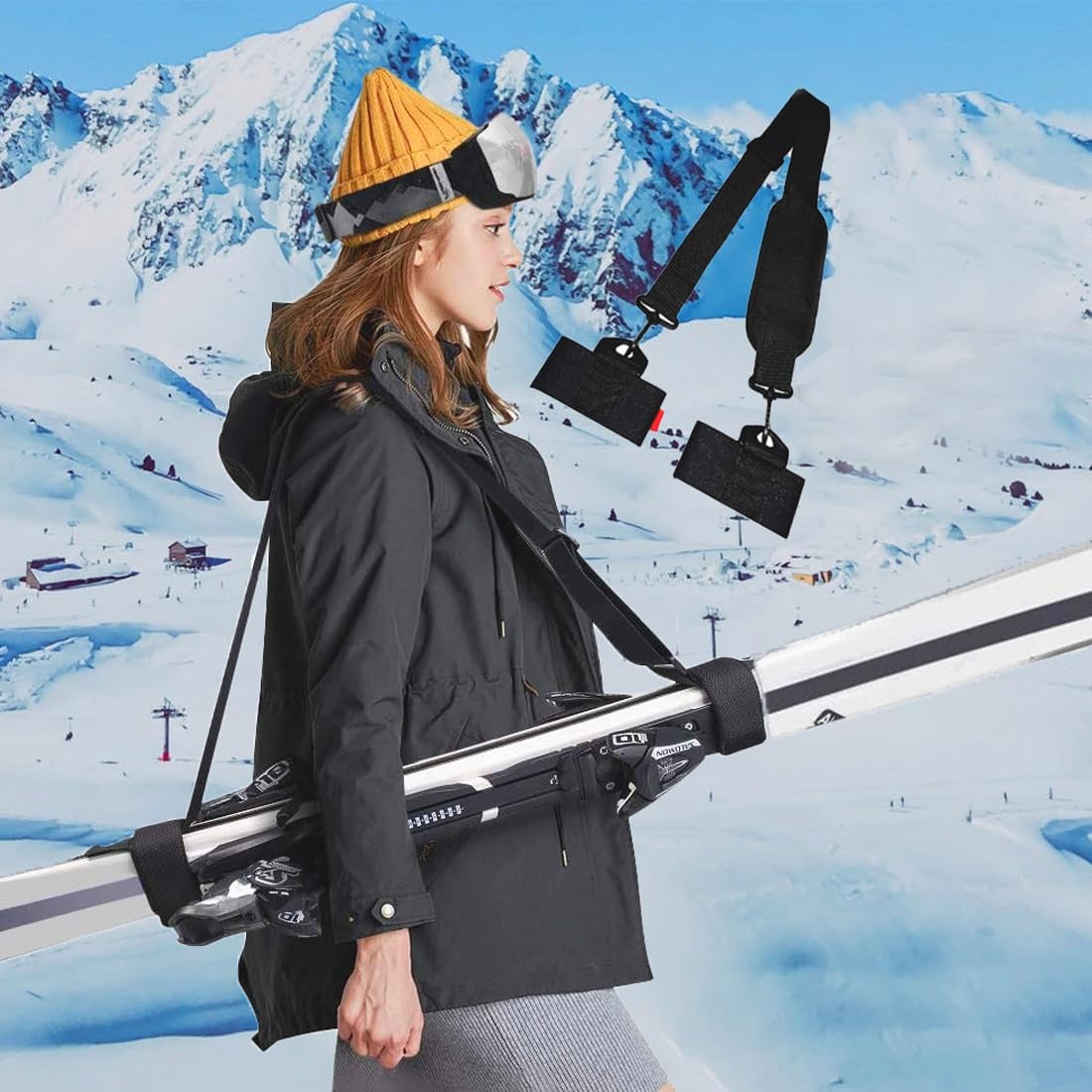 Skigurt Ski Shoulder Strap with Secure Attachment Ski Accessories for Easy…