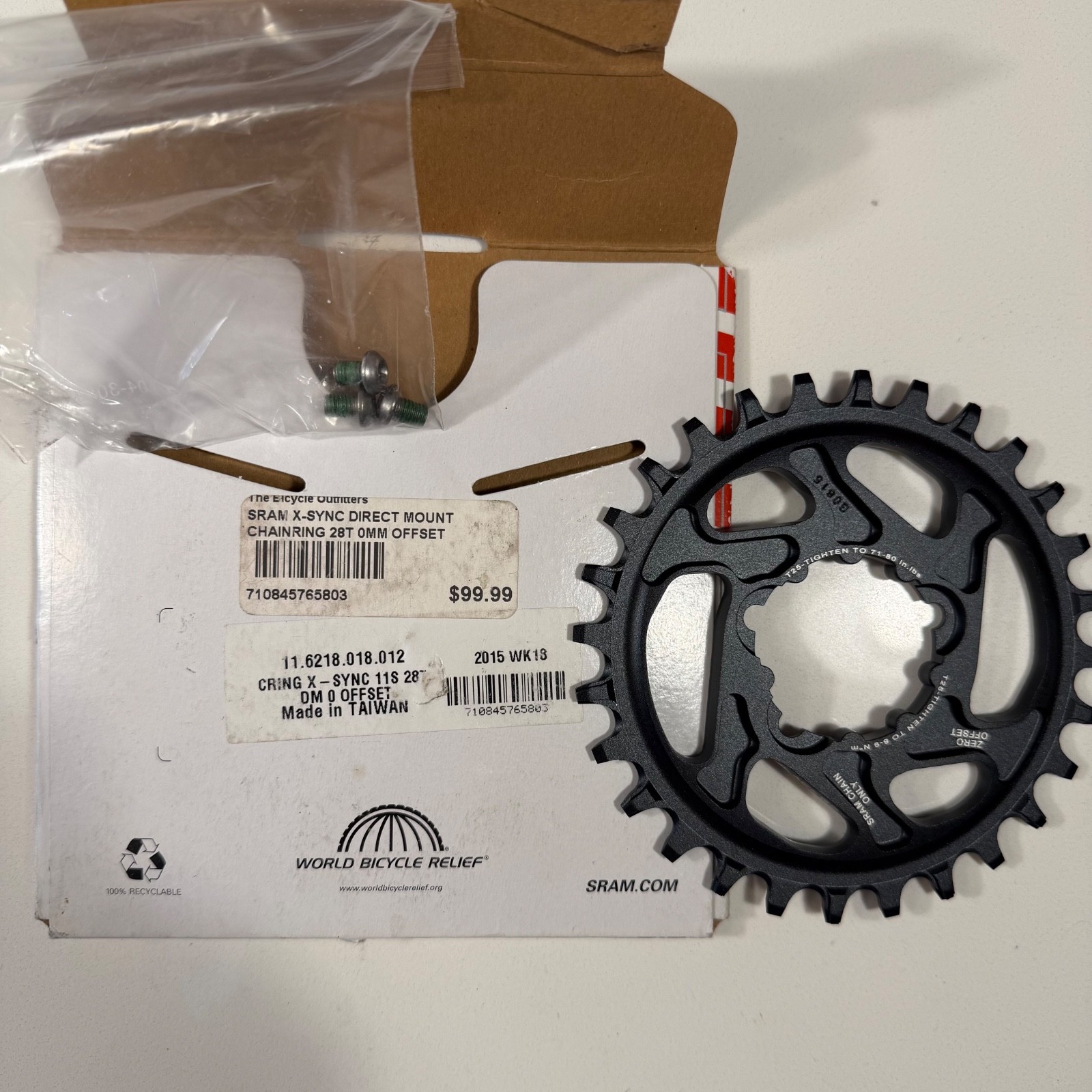 SRAM X-SYNC DIRECT MOUNT CHAINING – 28T / 0MM OFFSET: Brand-New