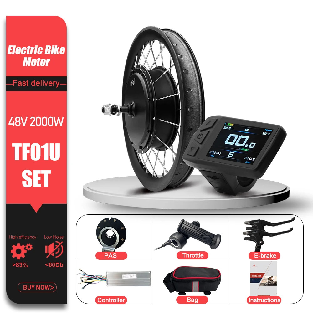 Mountain Electric Bike Conversion Kit 48V 2000W Brushless Rear Hub Motor Wheel