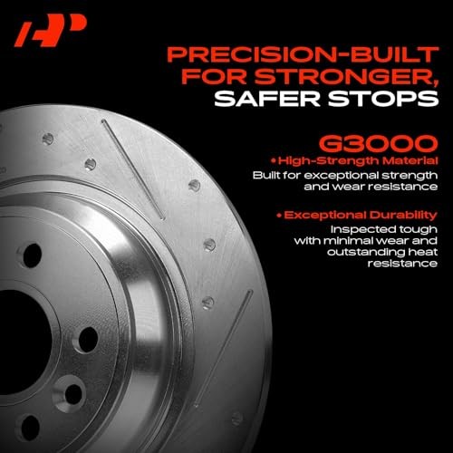 10.19 inch (259mm) Rear Drilled and Slotted Disc Brake Rotors Compatible with