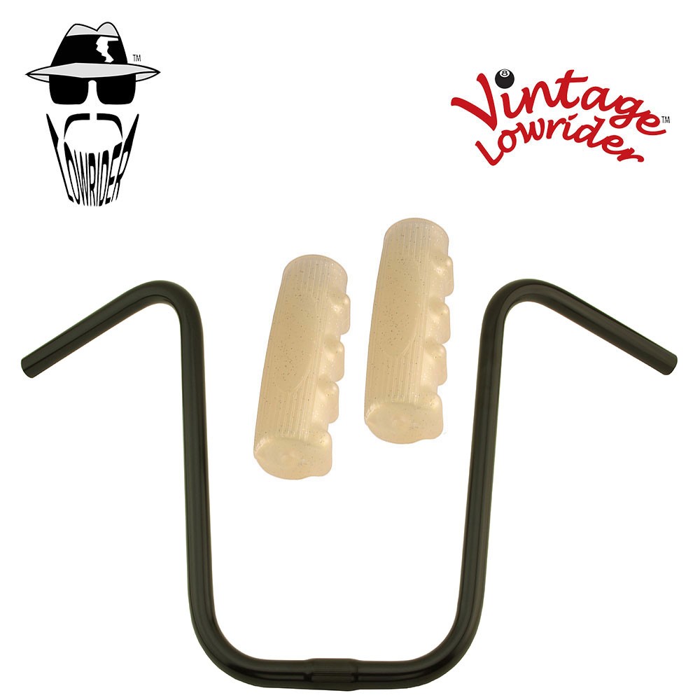 Original Lowrider 15″ 25.4 U Handlebar Black 0214 120mm Grips Sparkle/Cream