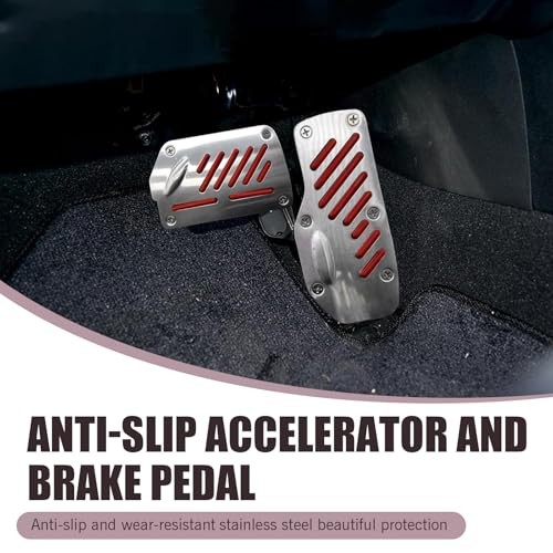 Car Brake Pedal Cover, Universal Automatic Transmission Pedal 2 PCS Red