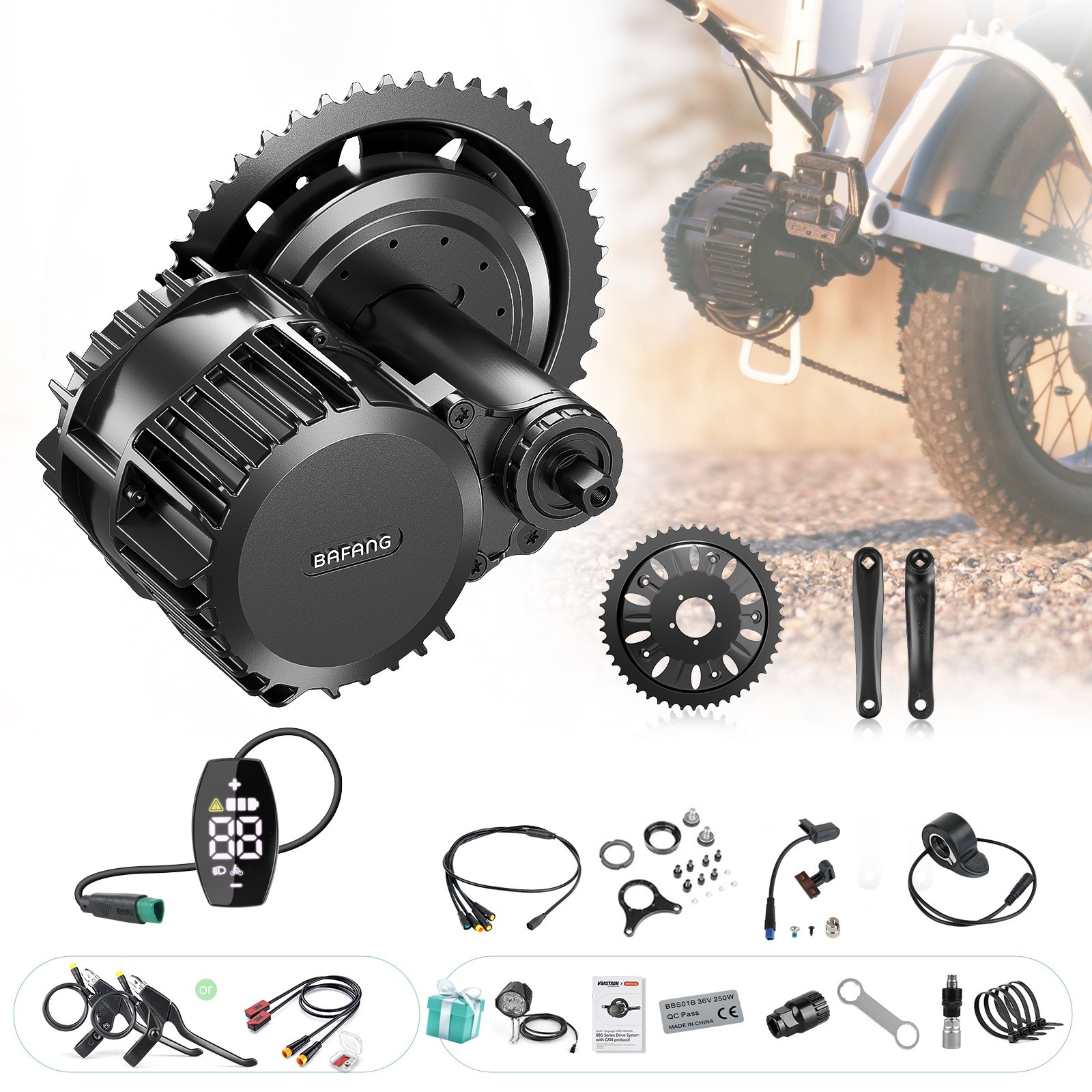52V 48V 1000W BAFANG Mid Drive Motor BBSHD Electric Bike Conversion Kit 68-120MM
