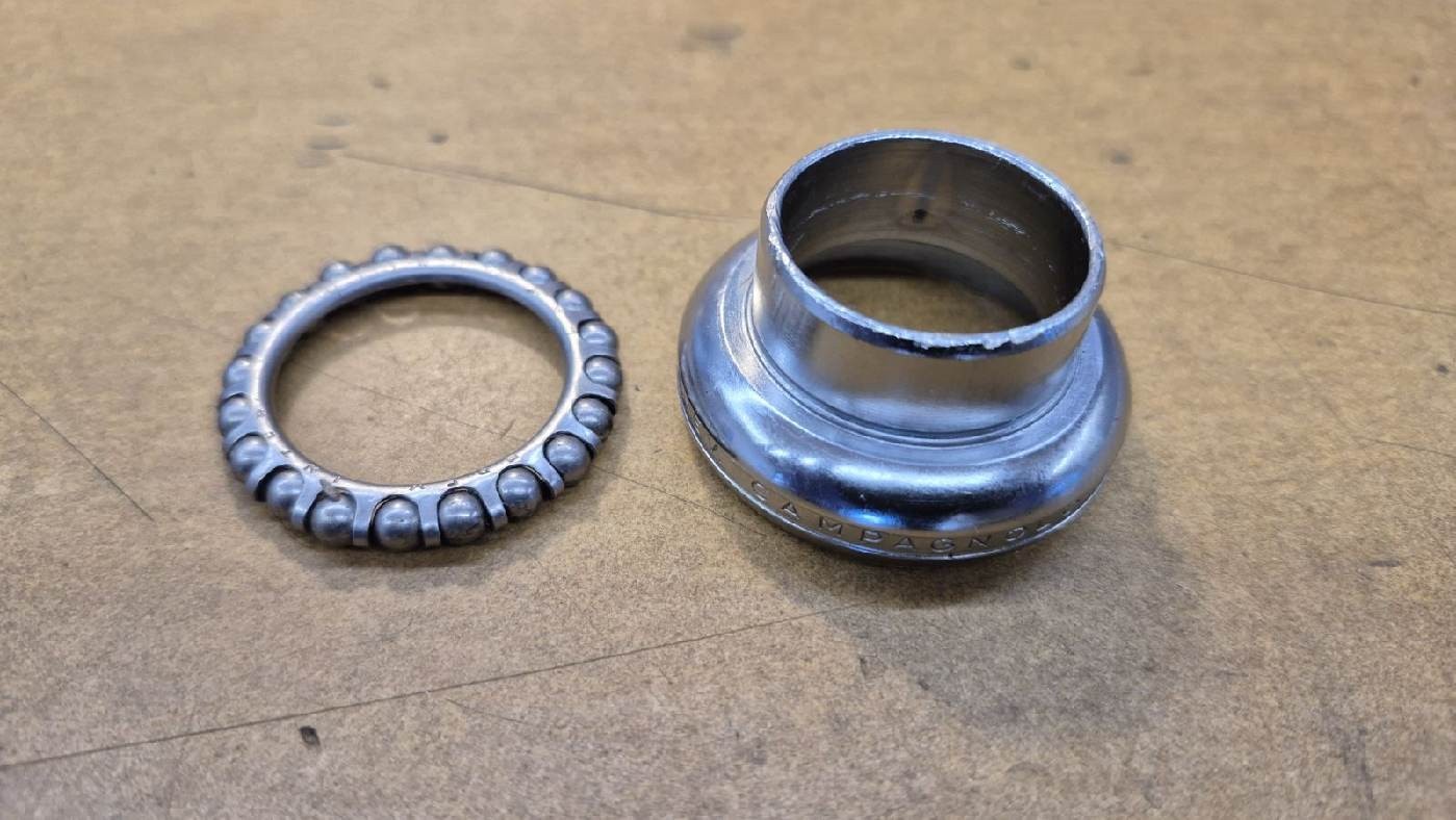 Vintage Campagnolo Record Headset, steel, chrome plated, 1” x 24tpi threaded