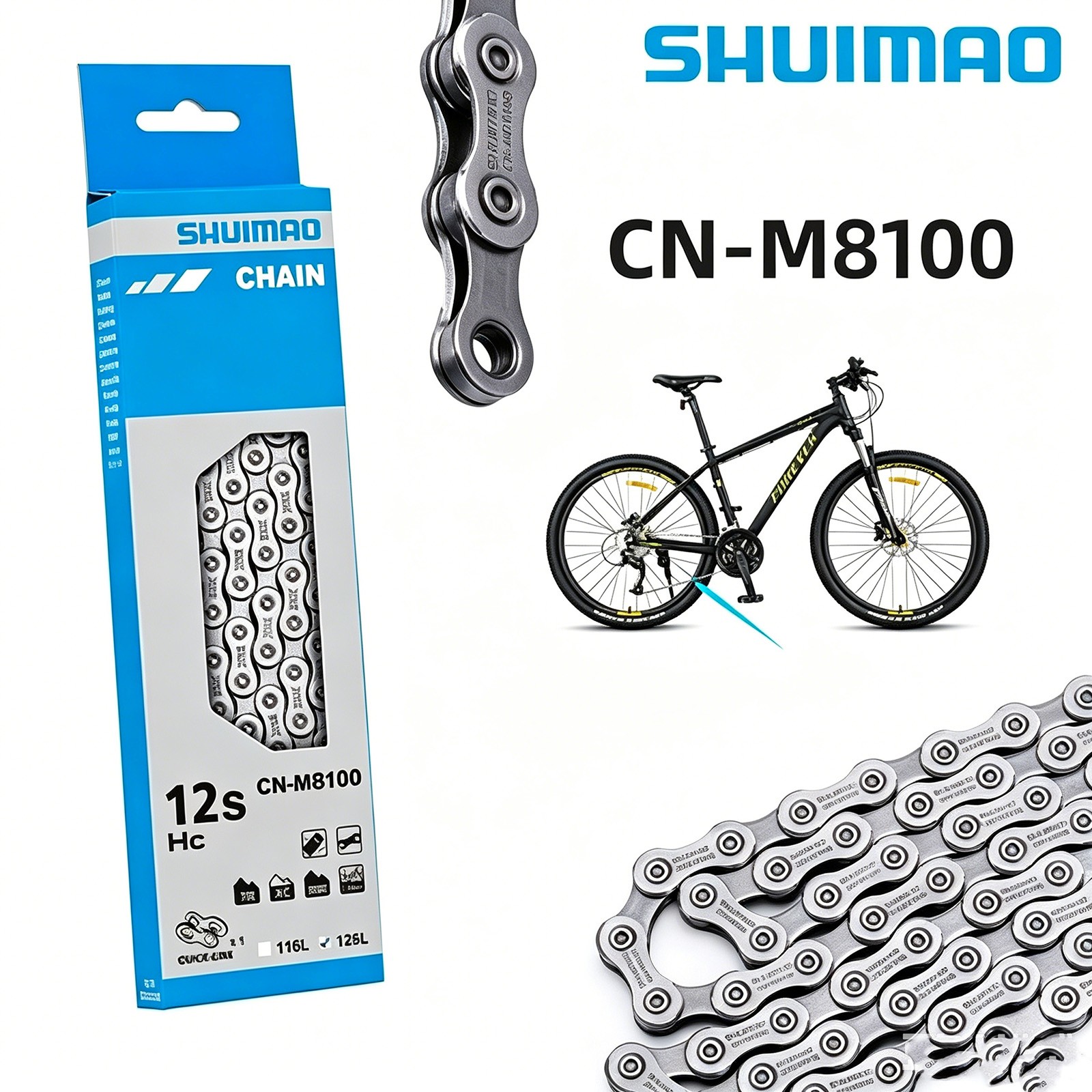 Shuimao CN-M8100 12-Speed Bike Chain 126 Links Deore XT Ultegra MTB E-Bike Chain