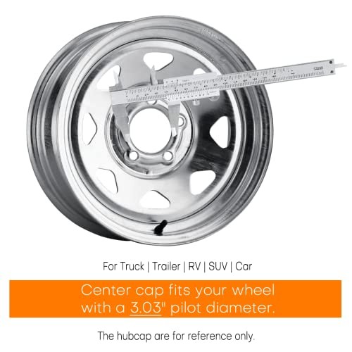4Pcs 3.03inch Wheel Center Caps for 3.03in Hub Hole, 2.36in Tall Chrome Silver